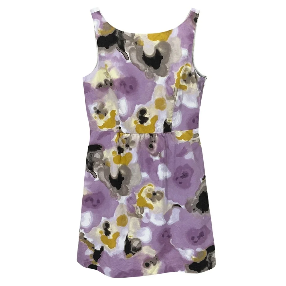 Ann Taylor Dress Womens 16 Purple Abstract Floral Sleeveless Classic Preppy Boho